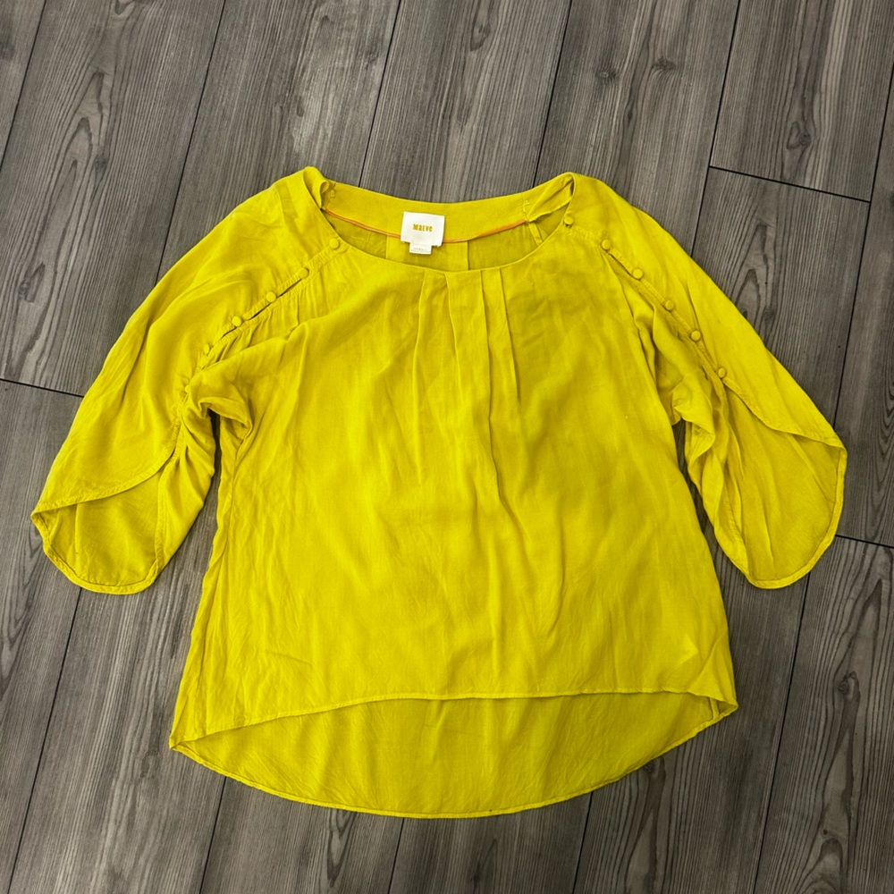 Anthropologie Maeve Mustard Yellow Blouse